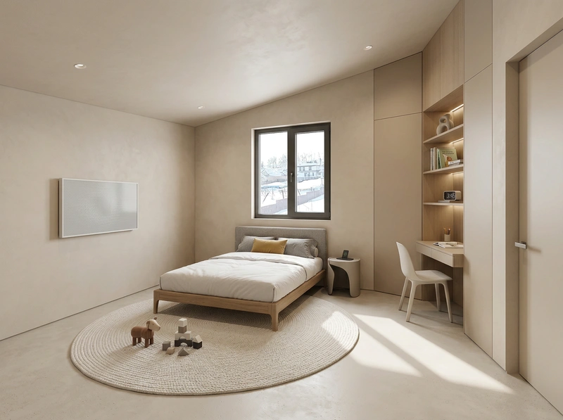 Дизайн детской в стиле Минимализм — фото интерьера от нейросети RoomGPT