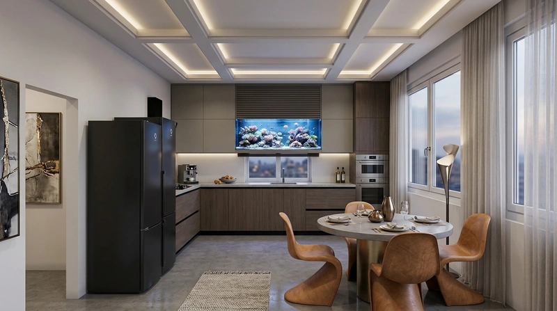 Дизайн интерьера в стиле Контемпорари — Кухня от нейросети RoomGPT