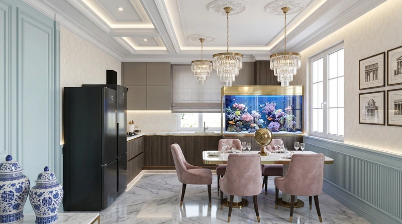 Дизайн интерьера в стиле Неоклассика — Кухня от нейросети RoomGPT