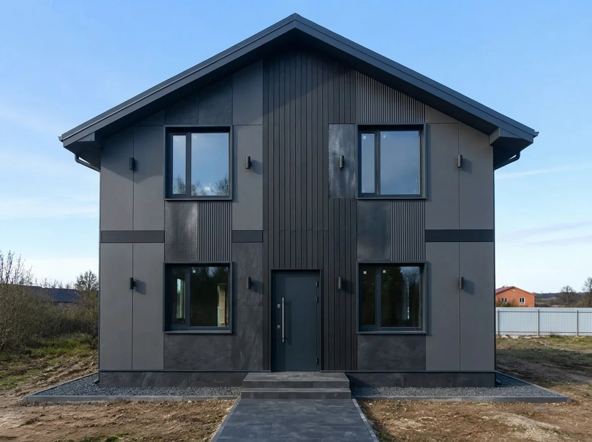 Дизайн фасада в стиле Блэктэк — фото от нейросети RoomGPT