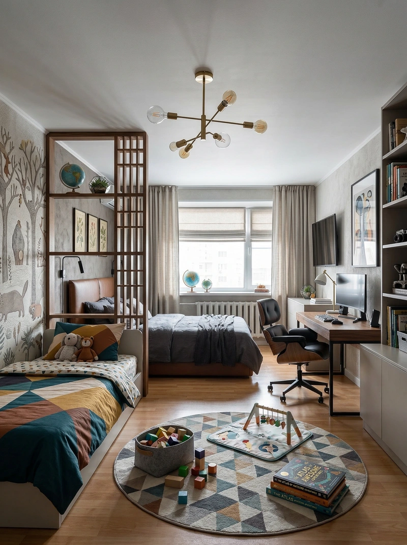 Дизайн интерьера в стиле Эклектика — Детская от нейросети RoomGPT