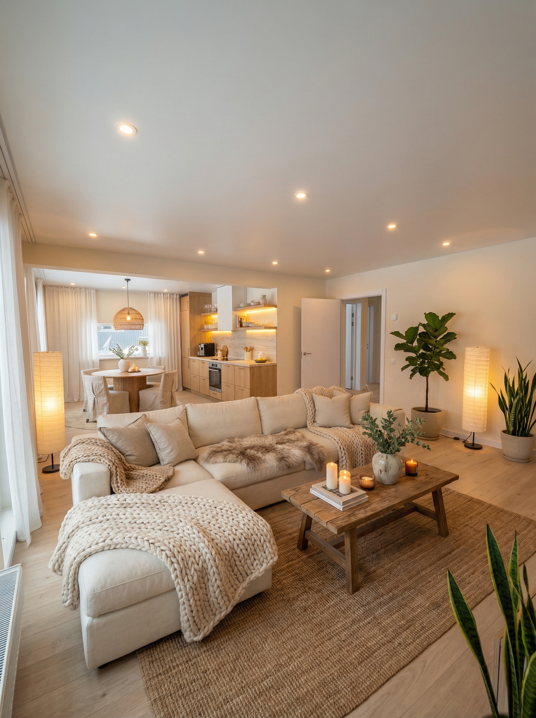 Дизайн гостиной в стиле Хюгге — фото интерьера от нейросети RoomGPT