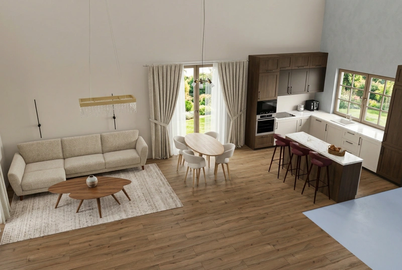 Дизайн гостиной в стиле Контемпорари — фото интерьера от нейросети RoomGPT