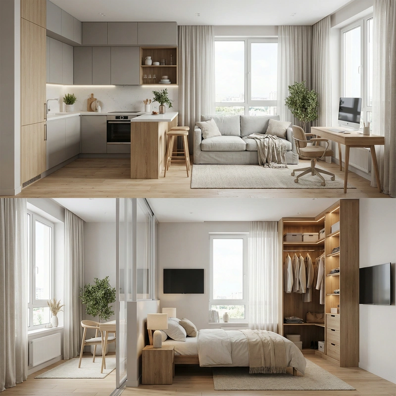 Дизайн интерьера в стиле Сканди — Гостиная от нейросети RoomGPT