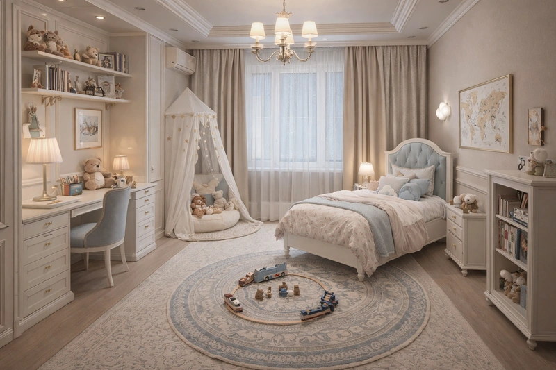 Дизайн интерьера в стиле Классика — Детская от нейросети RoomGPT