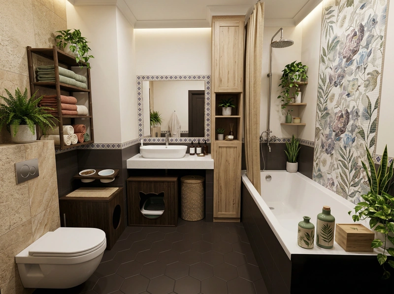 Дизайн ванной в стиле Классика — фото интерьера от нейросети RoomGPT