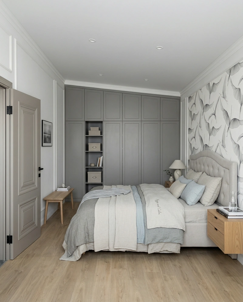 Дизайн спальни в стиле Сканди — фото интерьера от нейросети RoomGPT