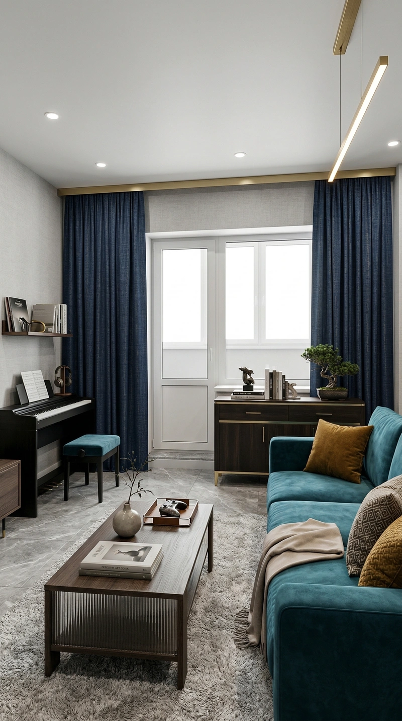 Дизайн гостиной в стиле Контемпорари — фото интерьера от нейросети RoomGPT