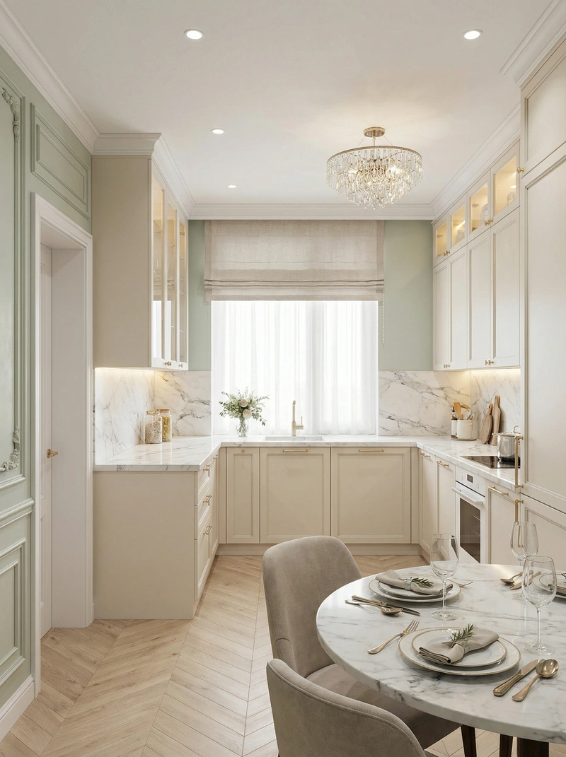 Дизайн интерьера в стиле Классика — Кухня от нейросети RoomGPT