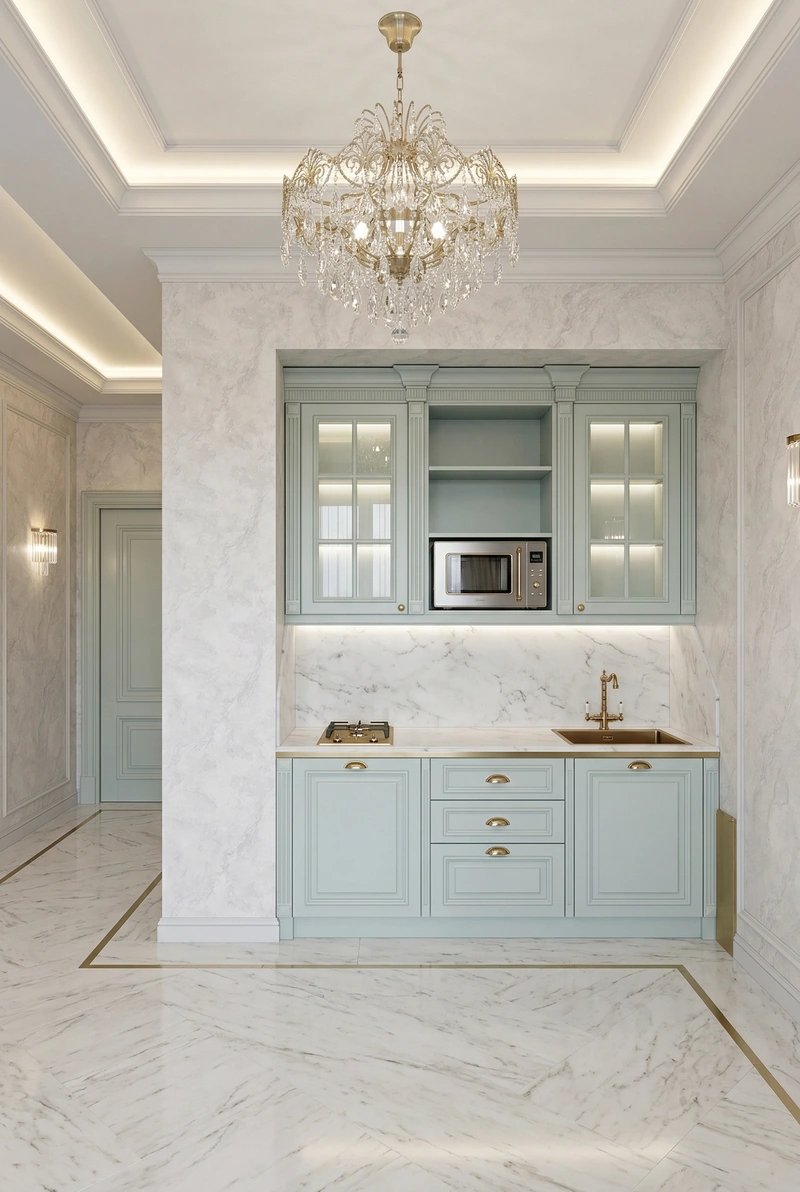 Дизайн интерьера в стиле Неоклассика — Кухня от нейросети RoomGPT
