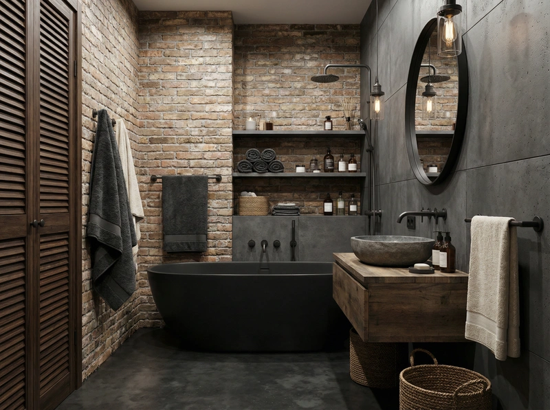 Дизайн интерьера в стиле Лофт — Ванная от нейросети RoomGPT