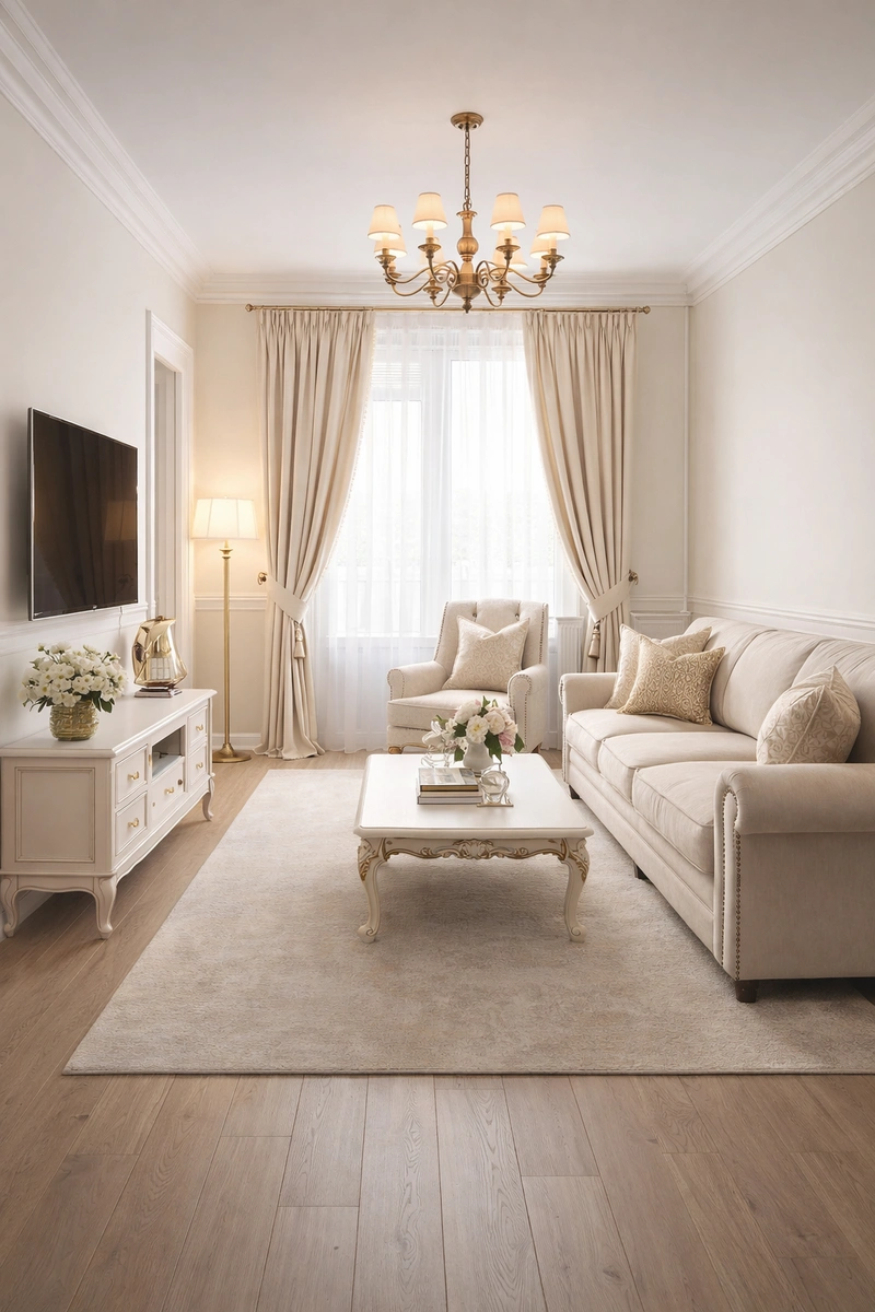 Дизайн интерьера в стиле Классика — Гостиная от нейросети RoomGPT