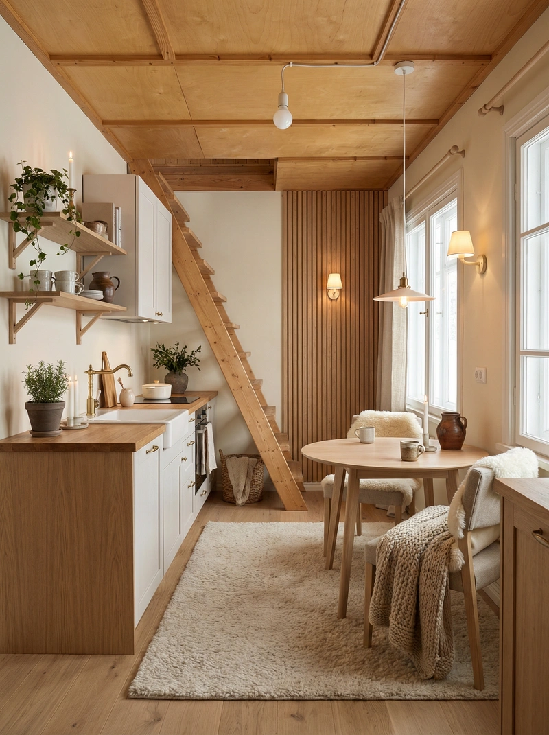 Дизайн интерьера в стиле Хюгге — Кухня от нейросети RoomGPT