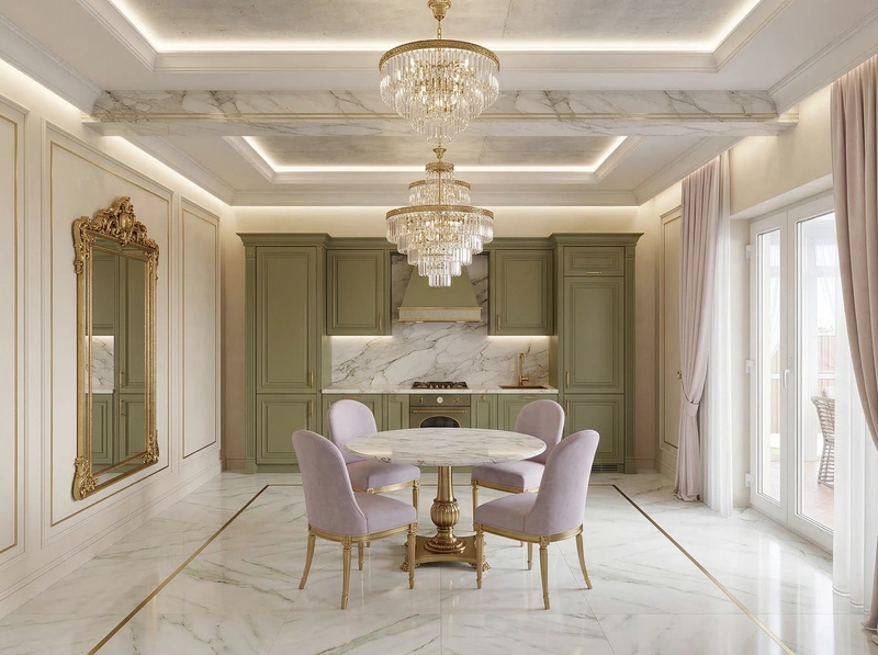 Дизайн кухни в стиле Неоклассика — фото интерьера от нейросети RoomGPT