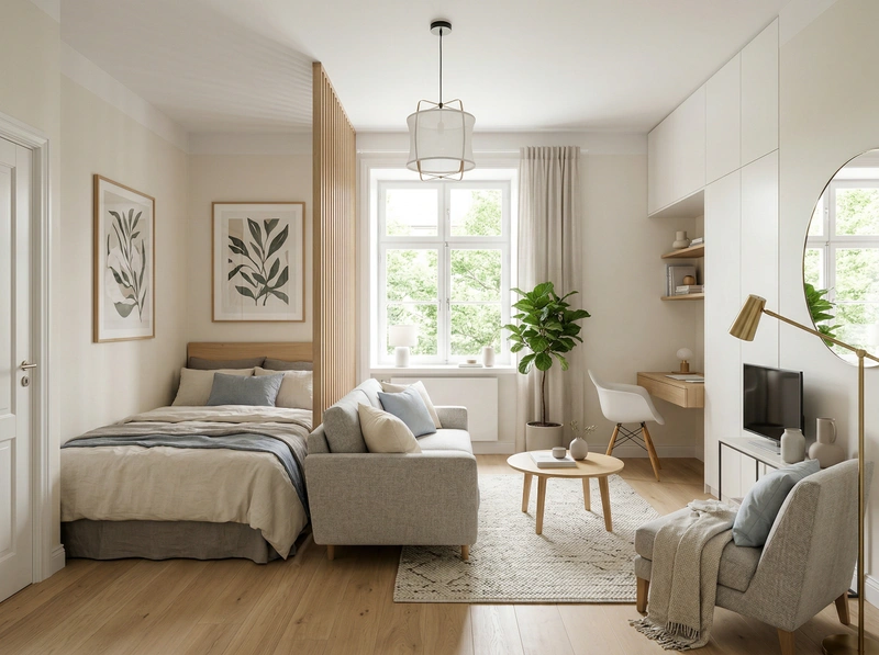 Дизайн гостиной в стиле Сканди — фото интерьера от нейросети RoomGPT