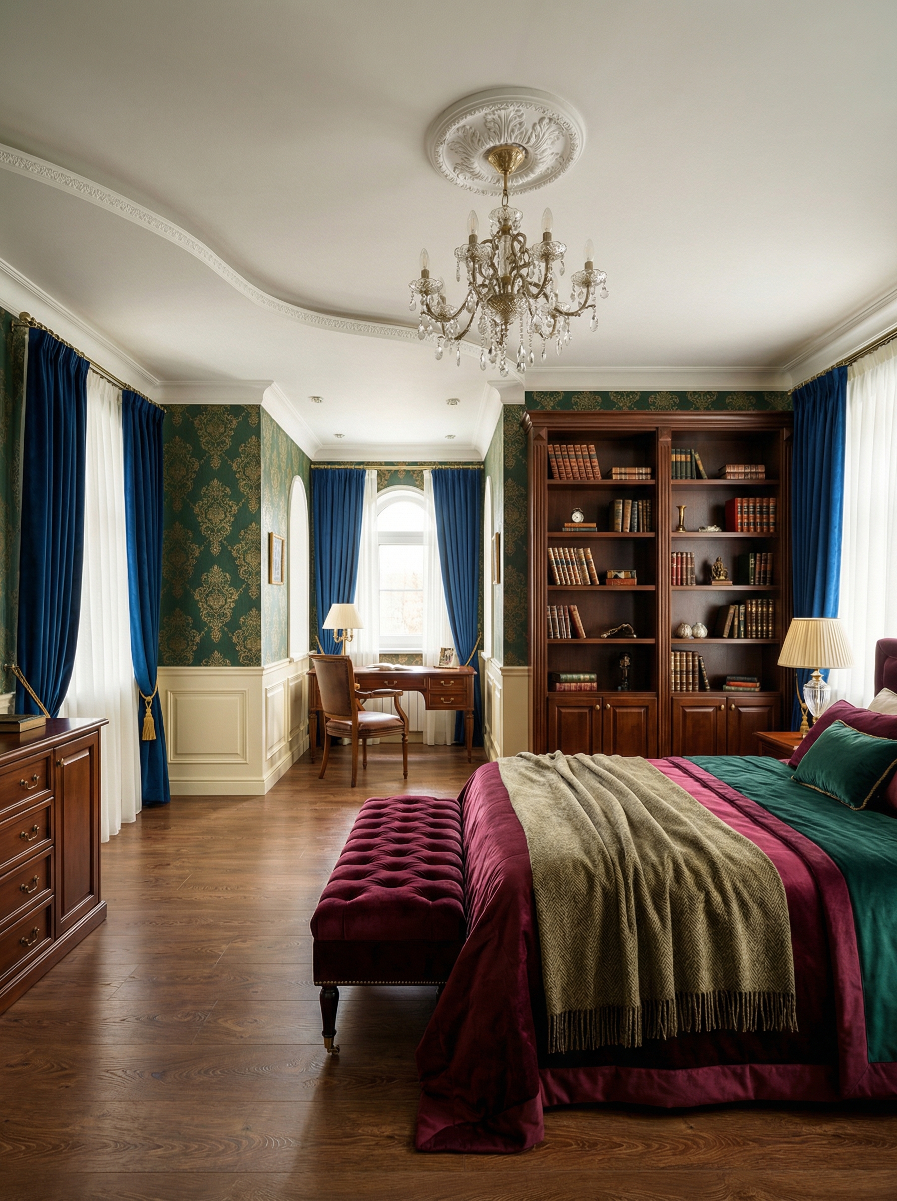 Дизайн спальни в стиле Британский — фото интерьера от нейросети RoomGPT