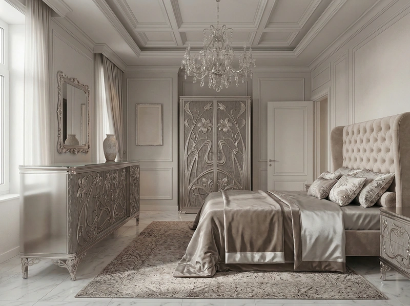 Дизайн спальни в стиле Классика — фото интерьера от нейросети RoomGPT