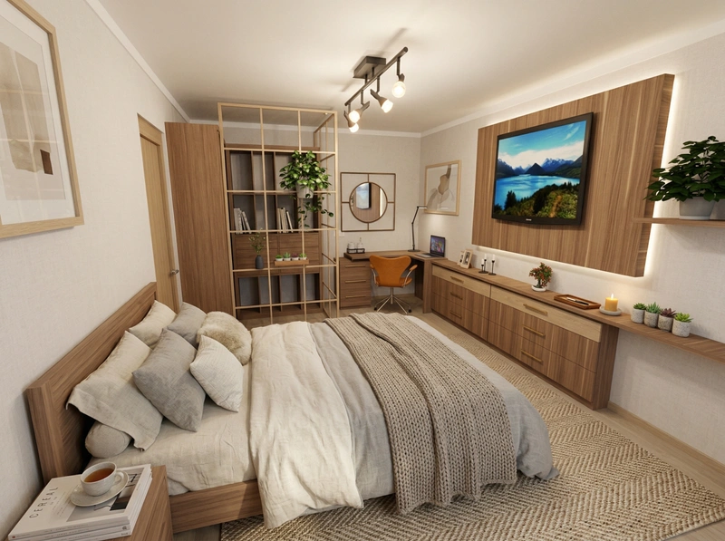 Дизайн спальни в стиле Хюгге — фото интерьера от нейросети RoomGPT