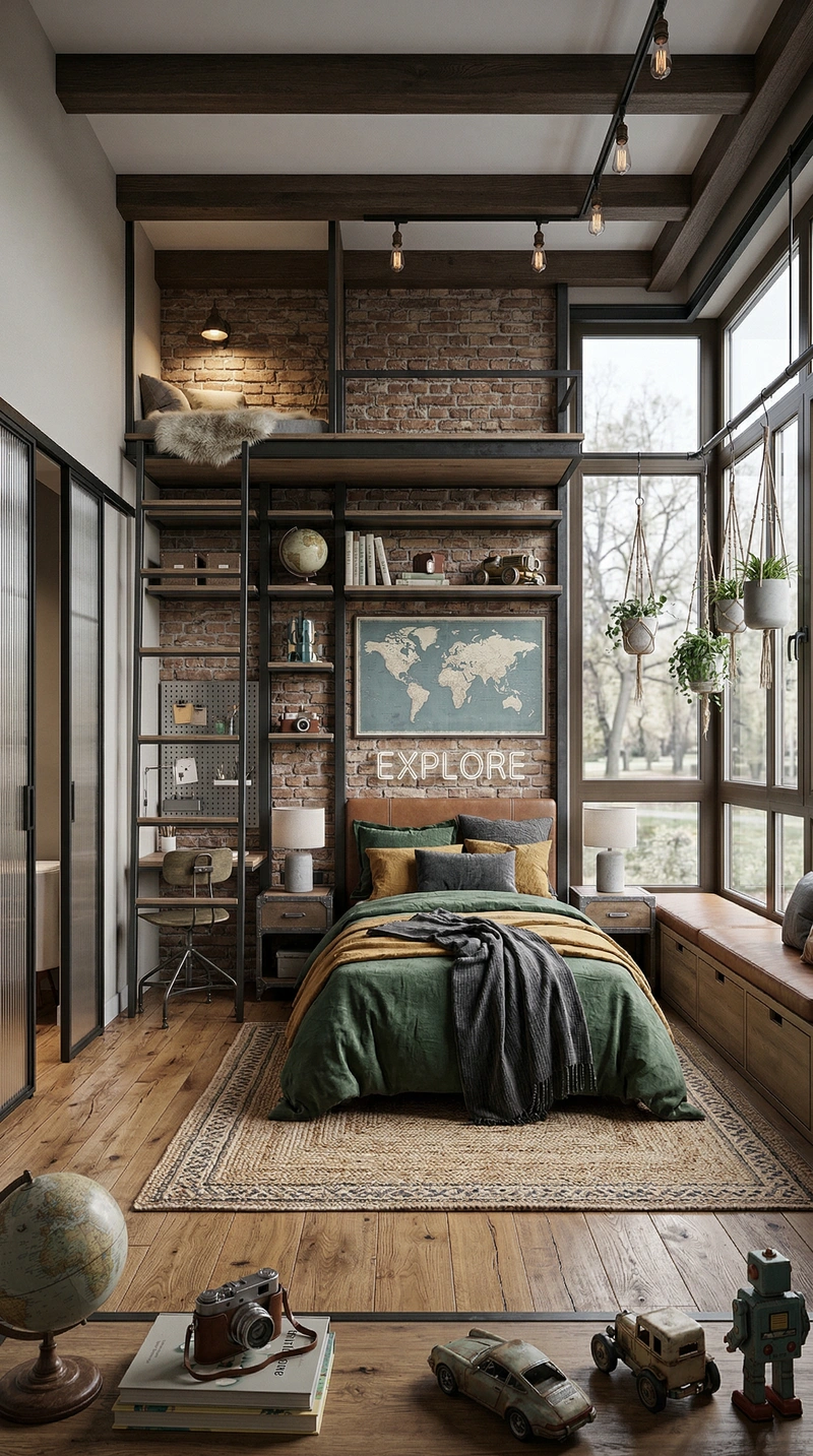 Дизайн интерьера в стиле Лофт — Детская от нейросети RoomGPT