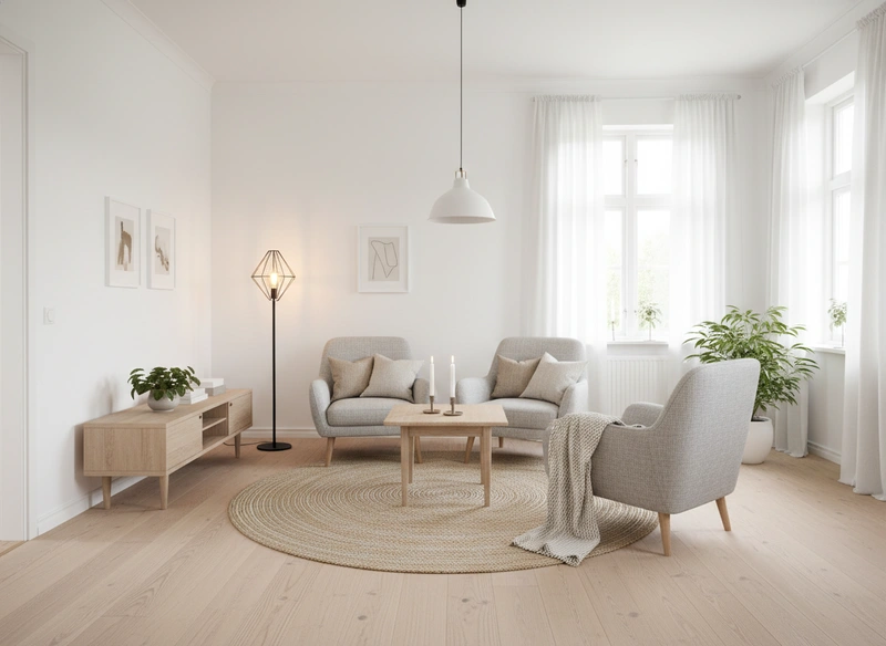 Дизайн интерьера в стиле Хюгге — Гостиная от нейросети RoomGPT