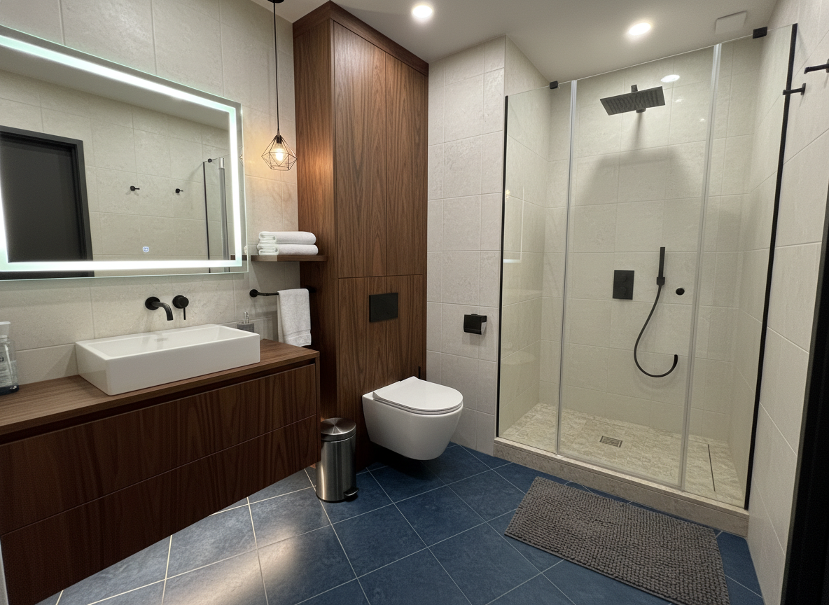 Дизайн ванной в стиле Минимализм — фото интерьера от нейросети RoomGPT