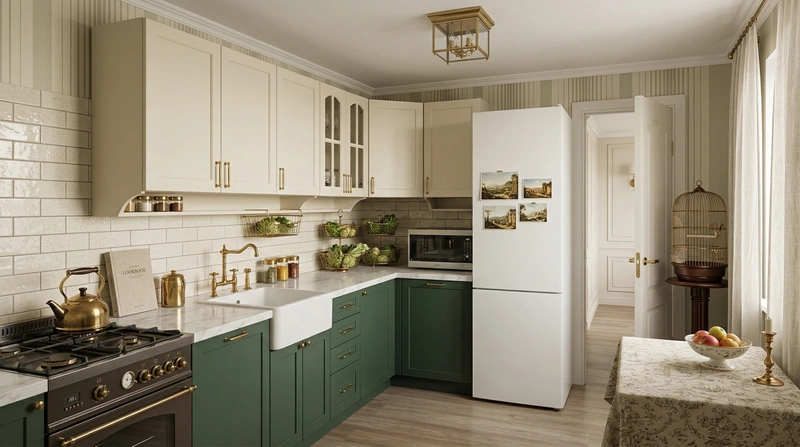 Дизайн кухни в стиле Классика — фото интерьера от нейросети RoomGPT