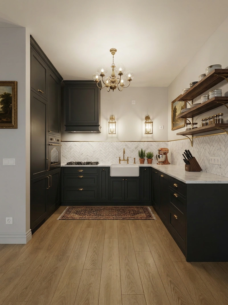 Дизайн кухни в стиле Классика — фото интерьера от нейросети RoomGPT