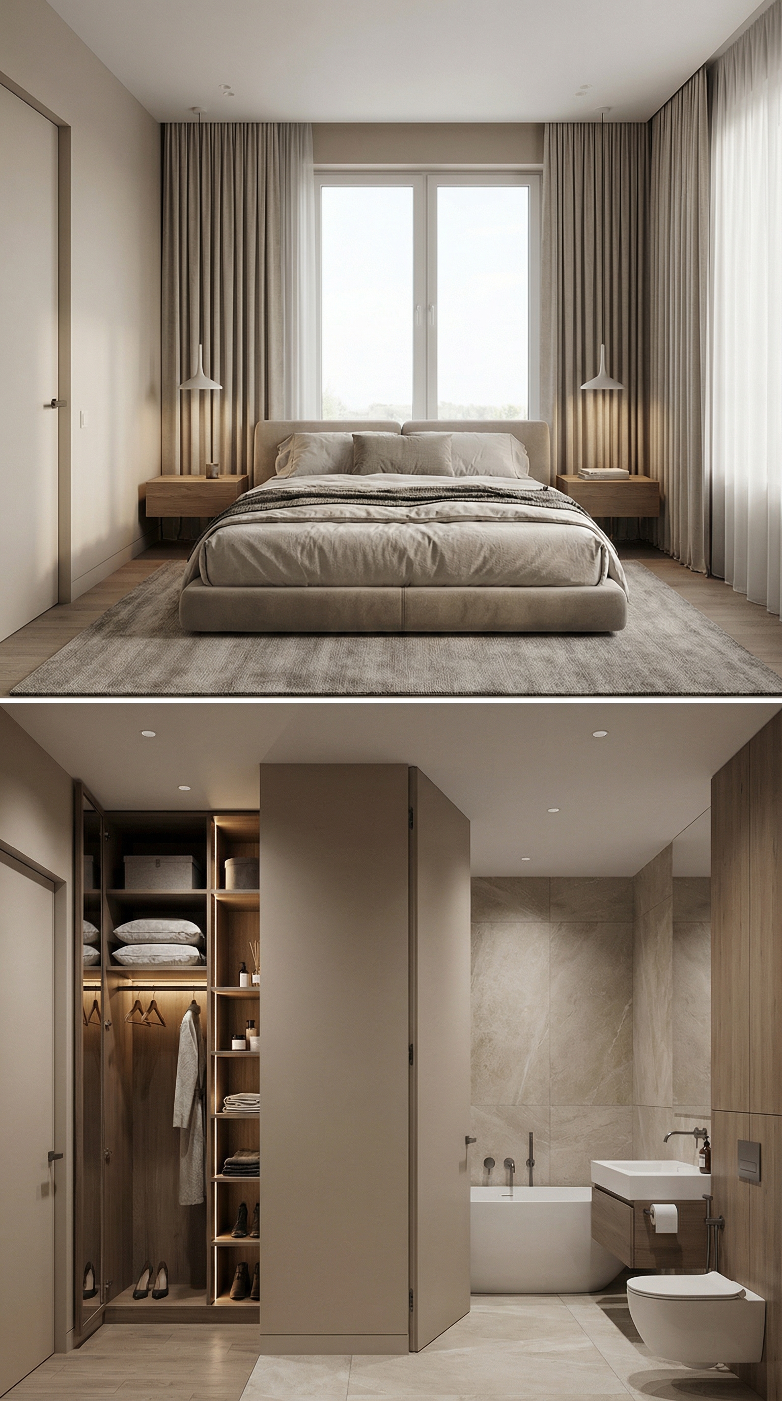 Дизайн спальни в стиле Минимализм — фото интерьера от нейросети RoomGPT