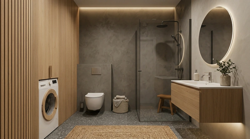 Дизайн ванной в стиле Хюгге — фото интерьера от нейросети RoomGPT