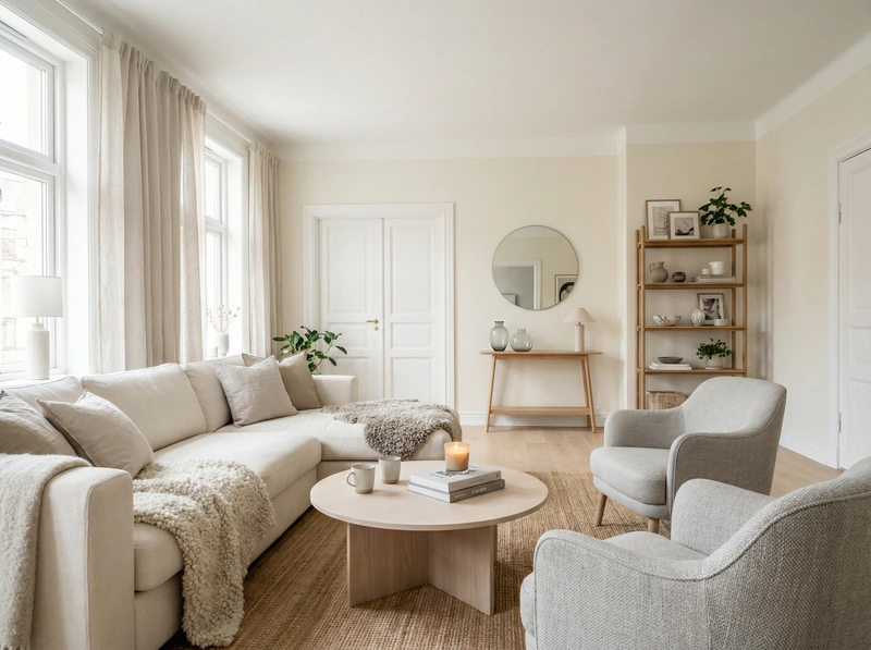 Дизайн интерьера в стиле Хюгге — Гостиная от нейросети RoomGPT