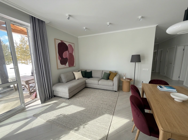 Дизайн гостиной в стиле Сканди — фото интерьера от нейросети RoomGPT