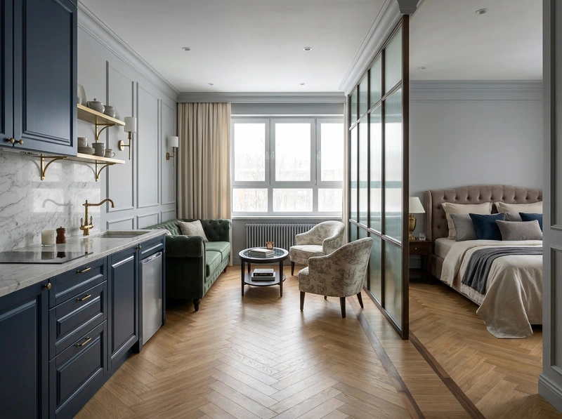 Дизайн интерьера в стиле Классика — Гостиная от нейросети RoomGPT