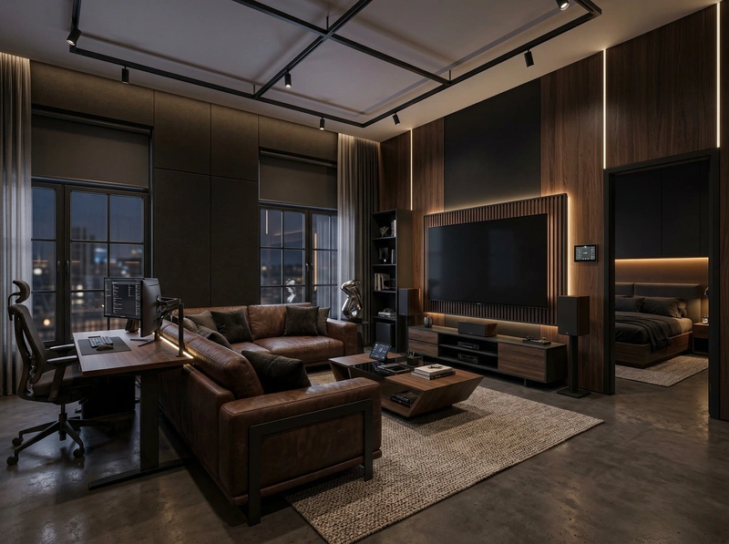 Дизайн интерьера в стиле Блэктэк — Гостиная от нейросети RoomGPT