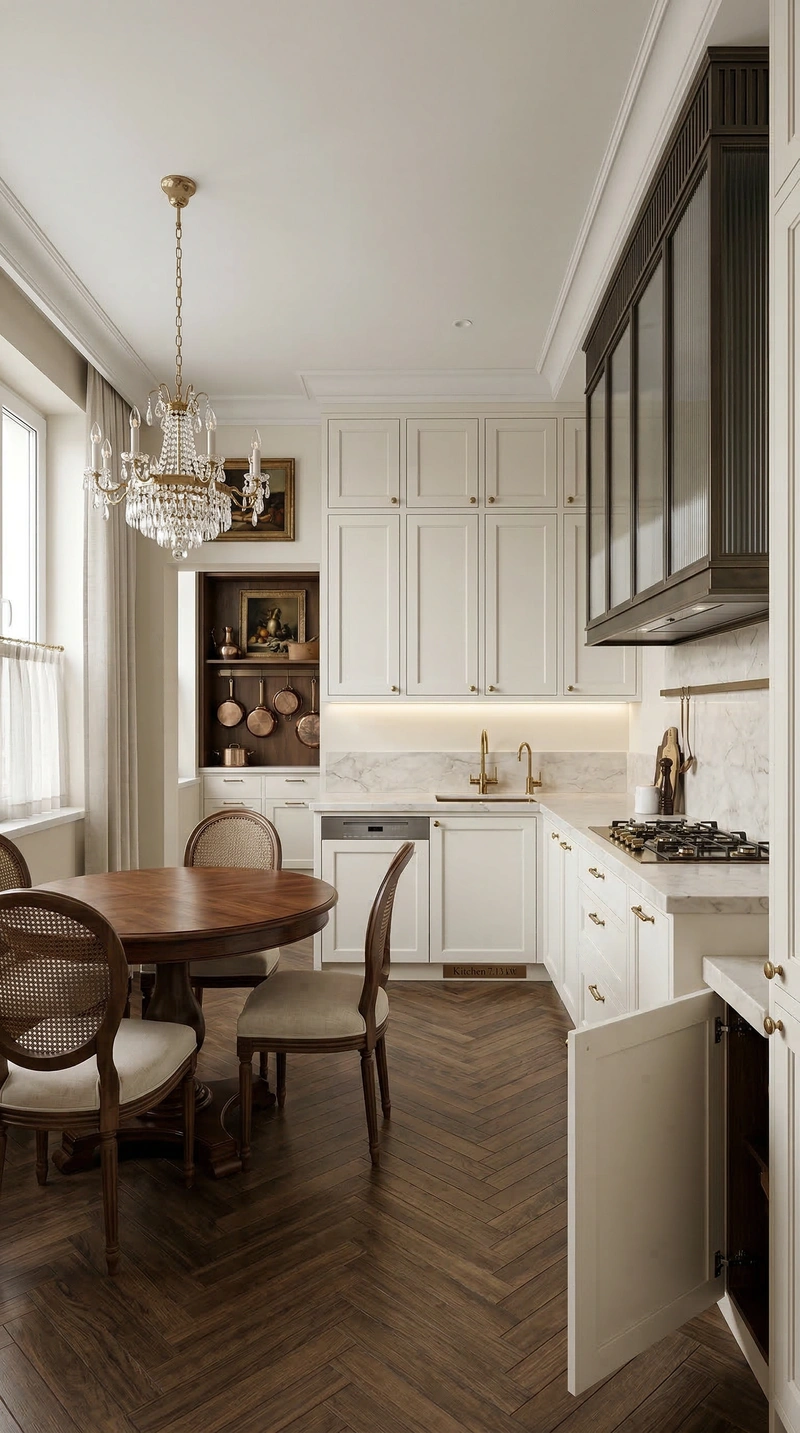 Дизайн кухни в стиле Классика — фото интерьера от нейросети RoomGPT