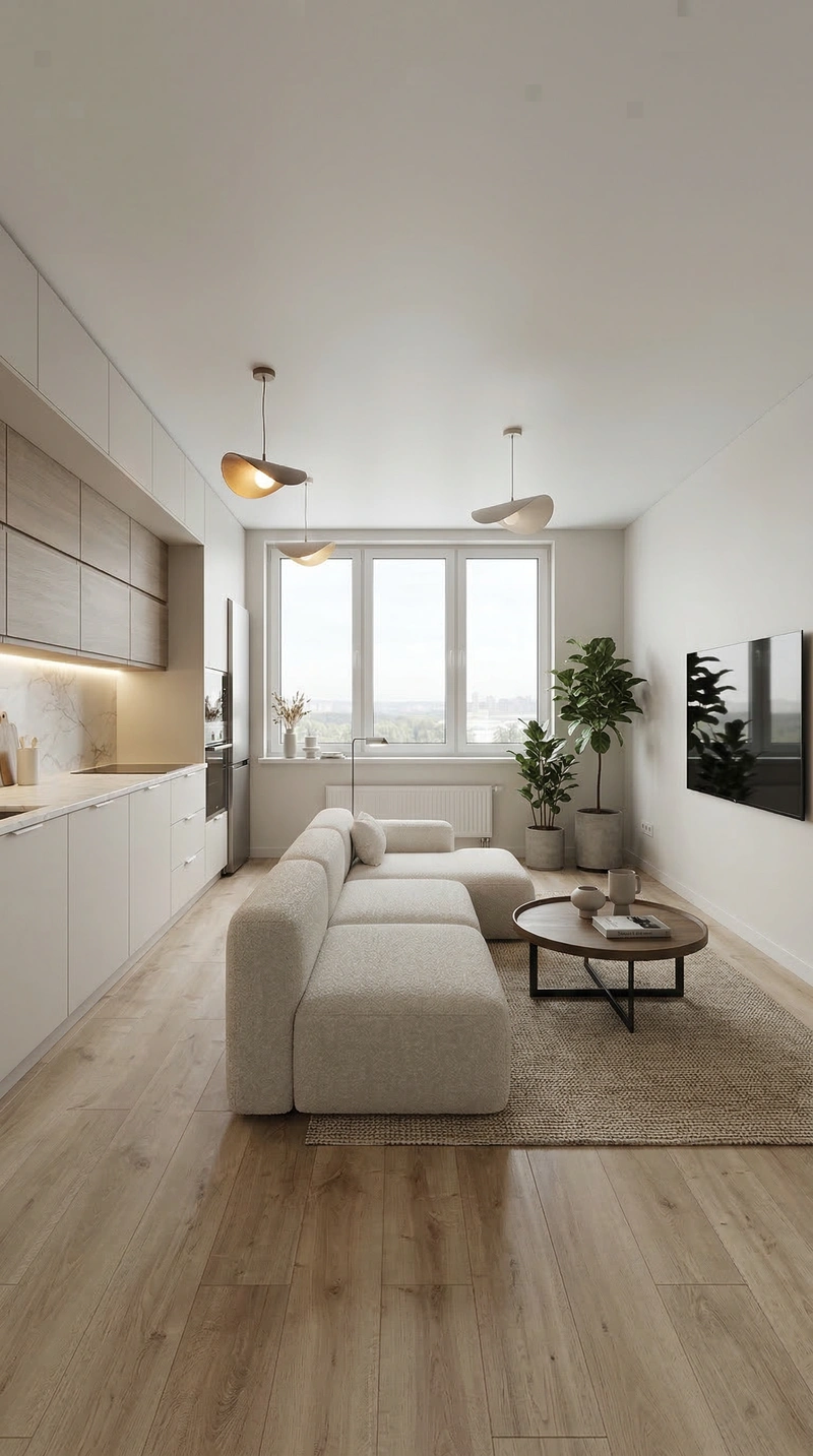 Дизайн интерьера в стиле Минимализм — Гостиная от нейросети RoomGPT