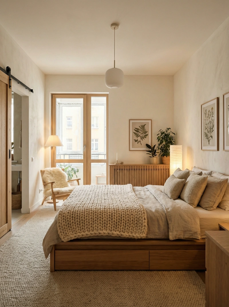 Дизайн интерьера в стиле Хюгге — Спальня от нейросети RoomGPT