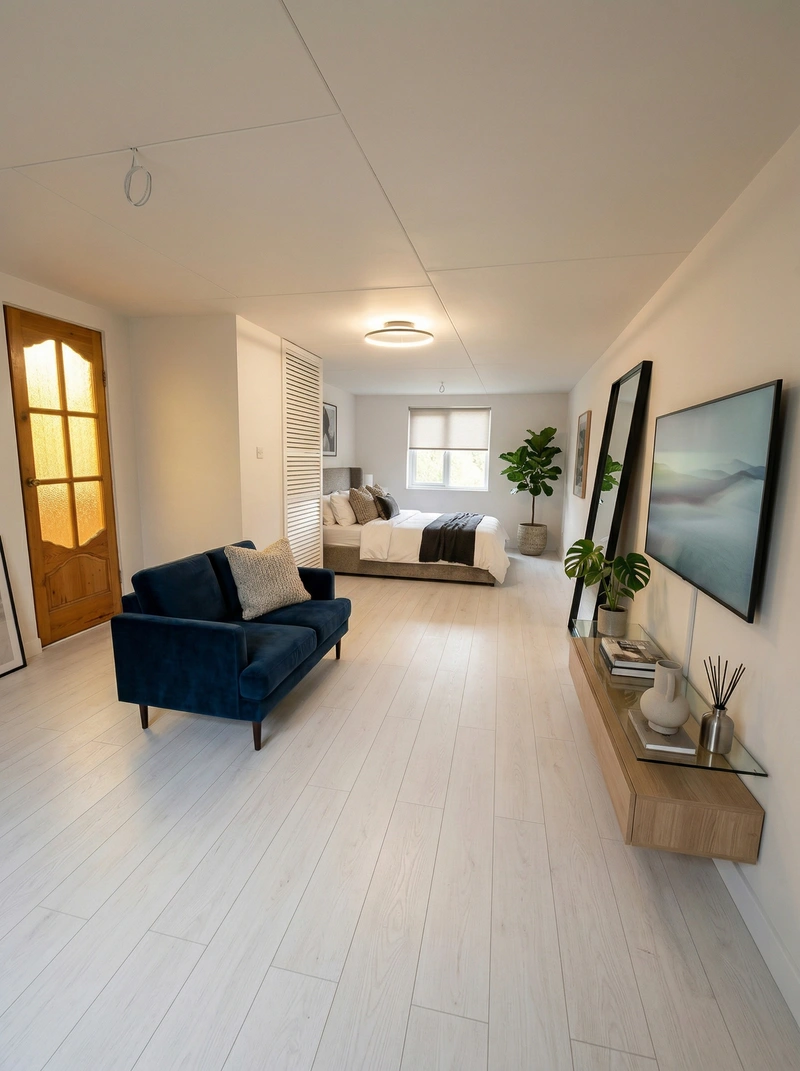 Дизайн спальни в стиле Контемпорари — фото интерьера от нейросети RoomGPT