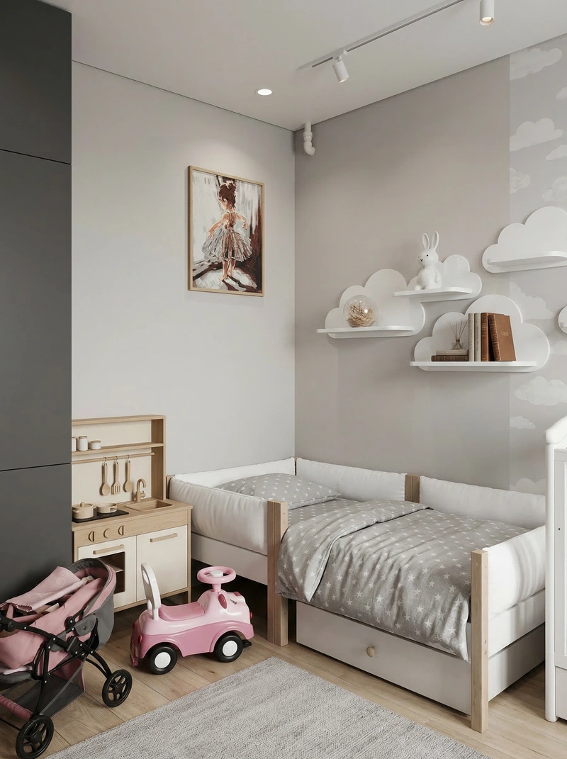 Дизайн детской в стиле Минимализм — фото интерьера от нейросети RoomGPT