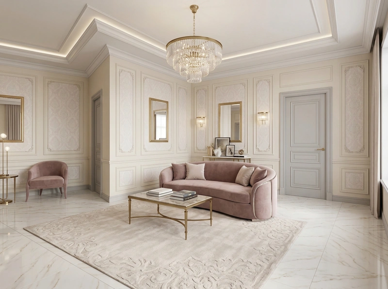 Дизайн гостиной в стиле Неоклассика — фото интерьера от нейросети RoomGPT