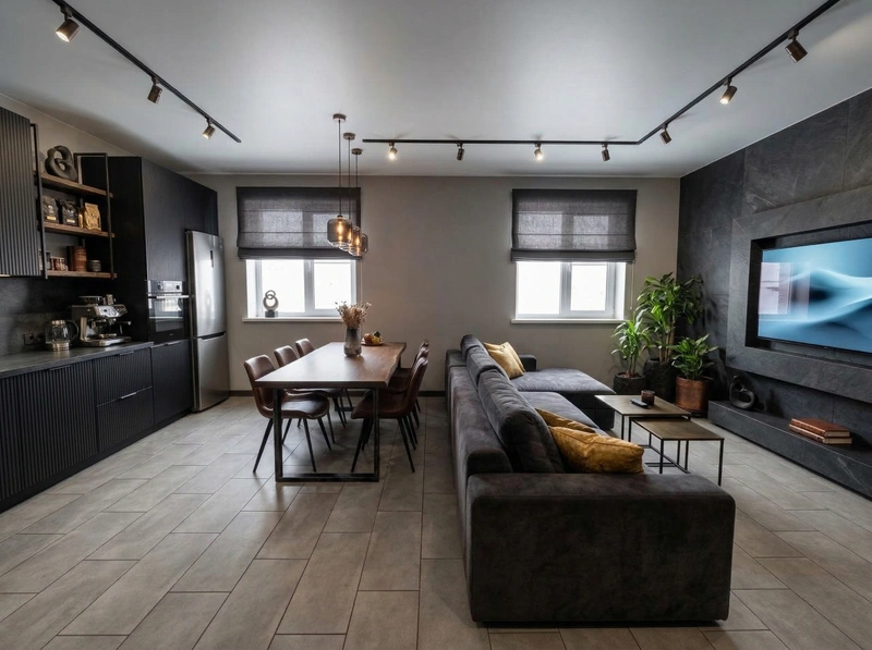 Дизайн гостиной в стиле Лофт — фото интерьера от нейросети RoomGPT