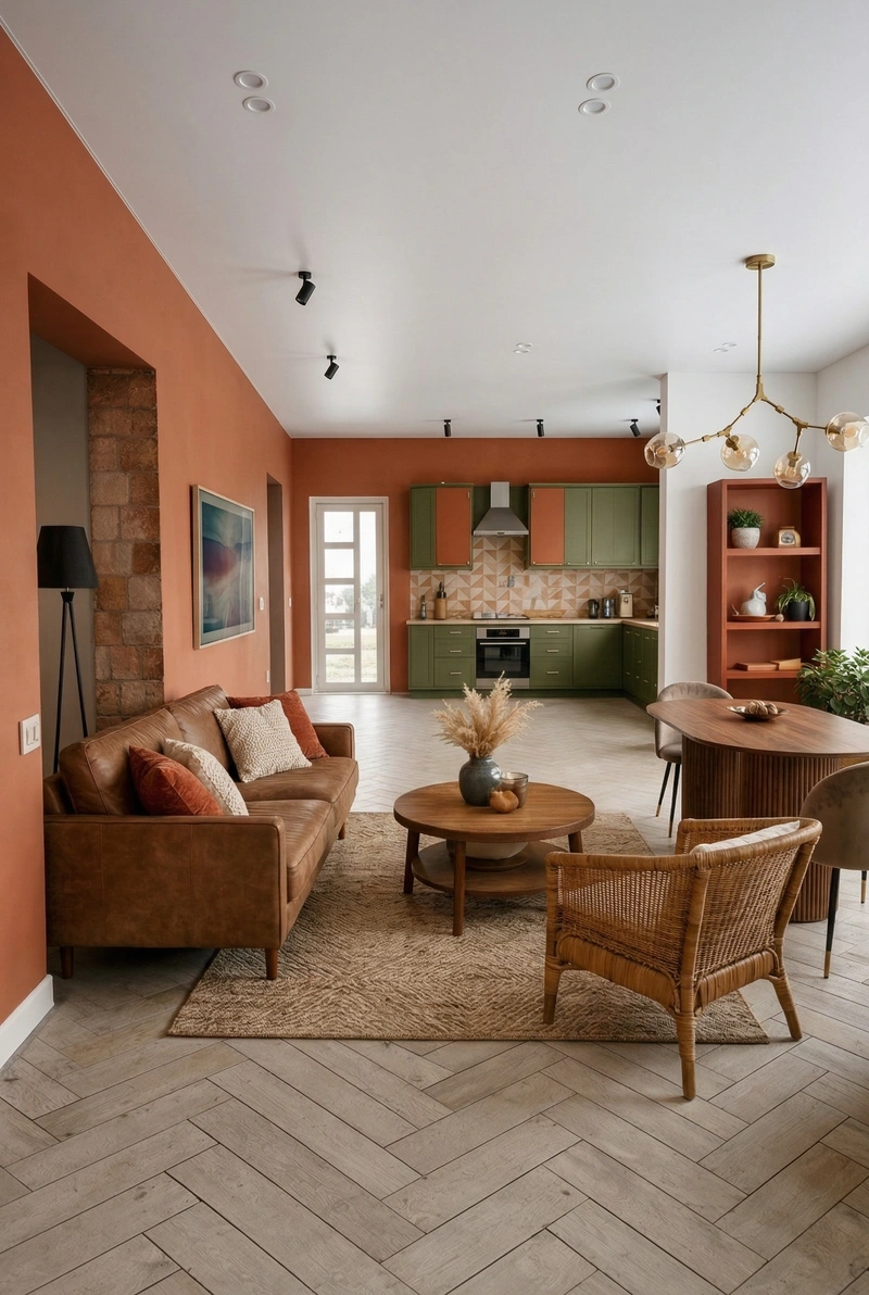 Дизайн интерьера в стиле Эклектика — Гостиная от нейросети RoomGPT