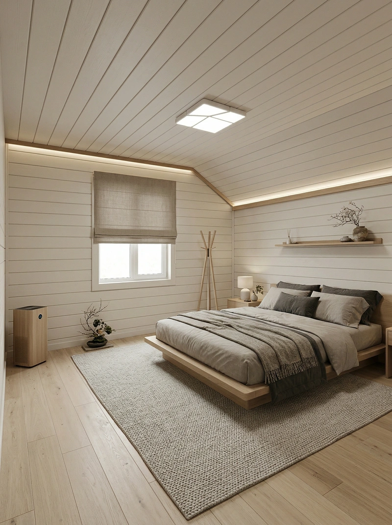 Дизайн спальни в стиле Japandi — фото интерьера от нейросети RoomGPT