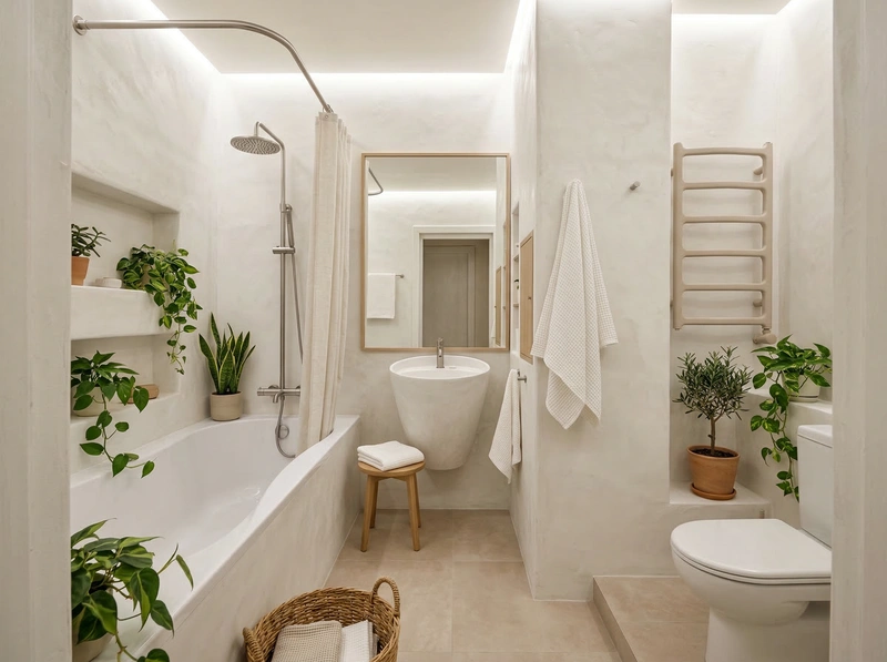 Дизайн ванной в стиле Сканди — фото интерьера от нейросети RoomGPT