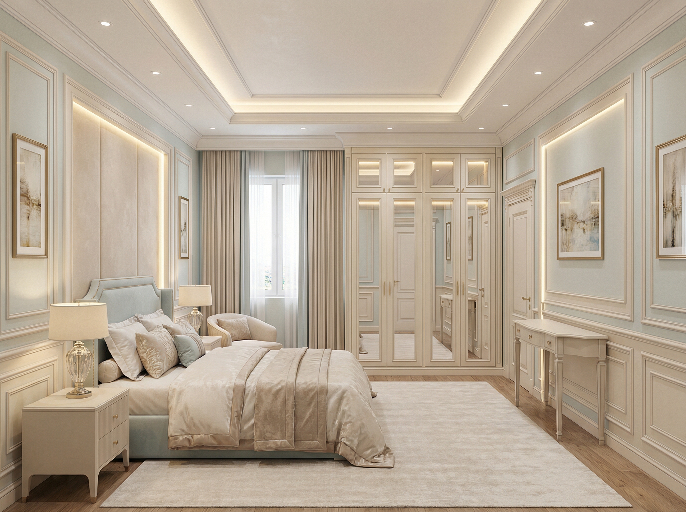 Дизайн спальни в стиле Классика — фото интерьера от нейросети RoomGPT