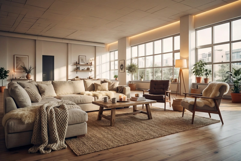 Дизайн интерьера в стиле Хюгге — Гостиная от нейросети RoomGPT