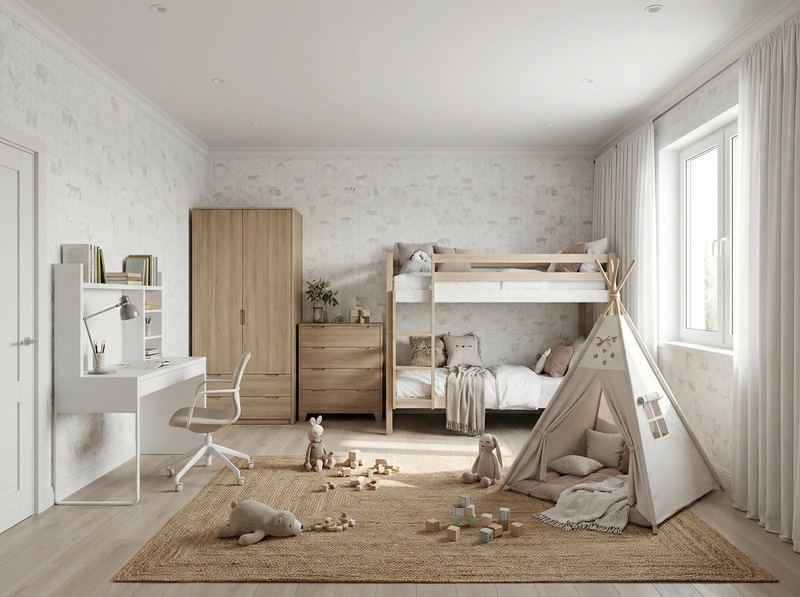 Дизайн интерьера в стиле Хюгге — Детская от нейросети RoomGPT