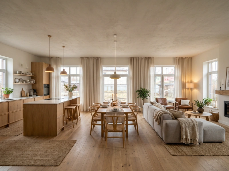 Дизайн интерьера в стиле Хюгге — Гостиная от нейросети RoomGPT