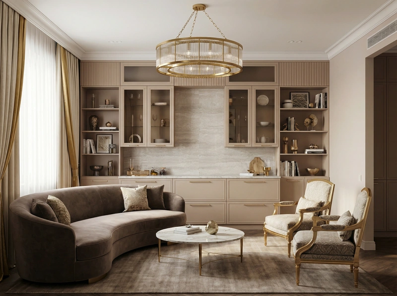 Дизайн интерьера в стиле Классика — Гостиная от нейросети RoomGPT