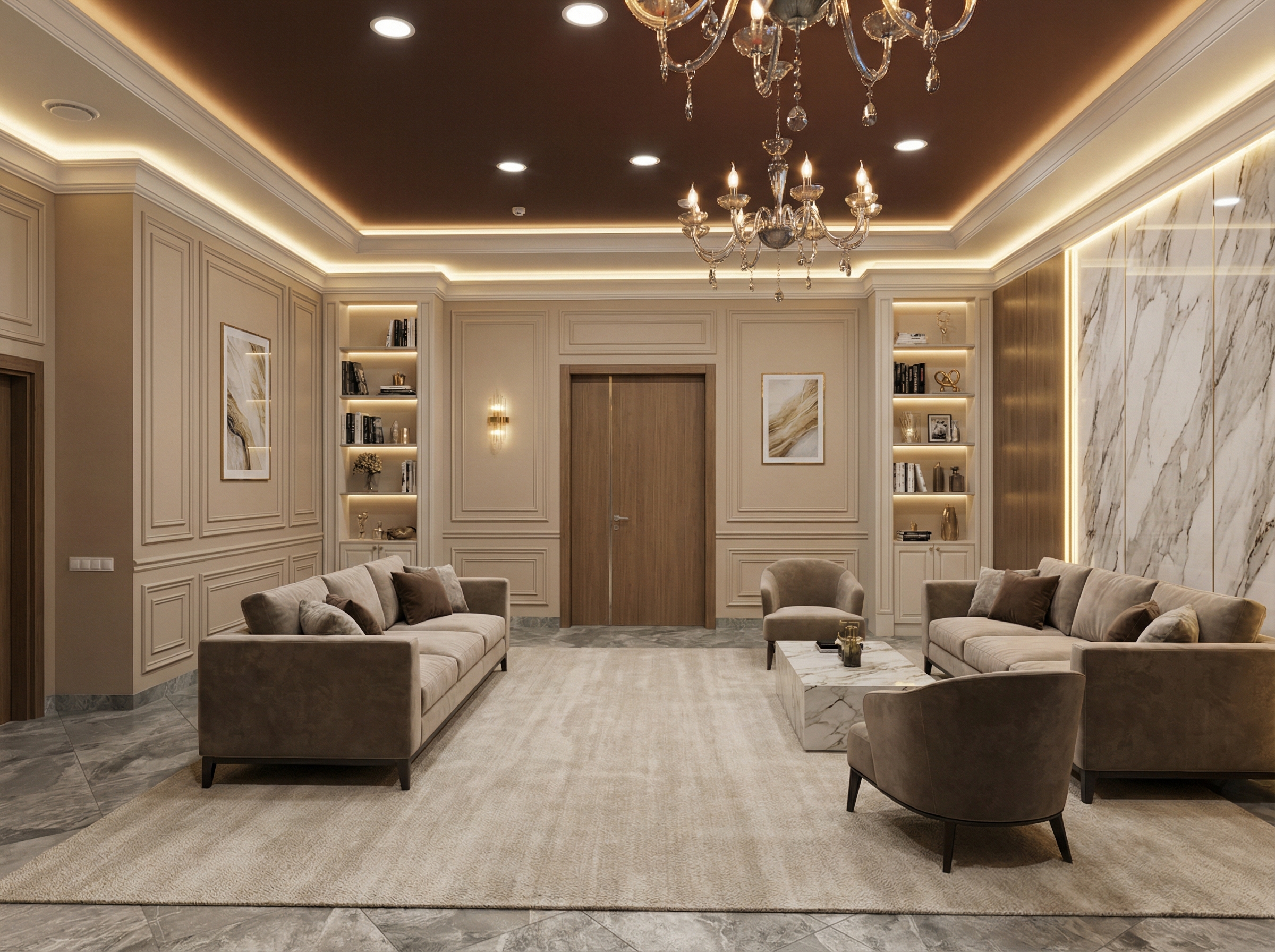 Дизайн гостиной в стиле Классика — фото интерьера от нейросети RoomGPT