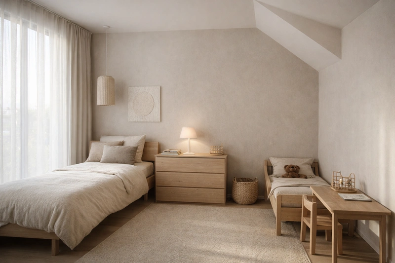 Дизайн спальни в стиле Japandi — фото интерьера от нейросети RoomGPT